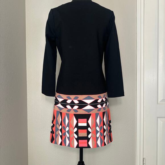 Tibi Jackie Geo Mini Dress, 3/4 Sleeve Shift, Artsy, Retro, Classic, Medium - Picture 2 of 6